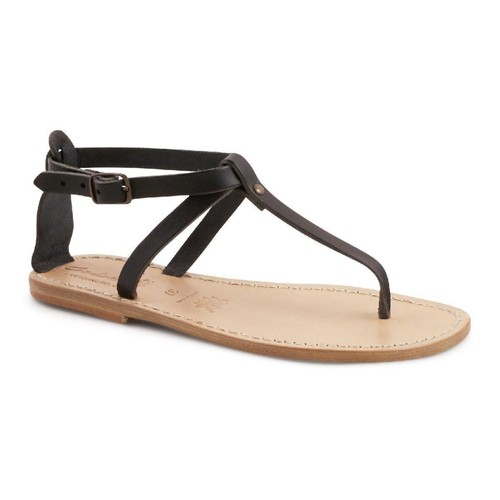Sandale tong cuir noir - sandale,