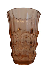 ART GLASS VASE MOULDED LUXVAL VAL SAINT LAMBERT PINK  DEMI-CRYSTAL ART DECO
