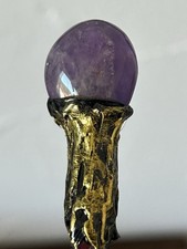 Wooden & Amethyst Wand - Mineral Elegance and Handcrafted Finish