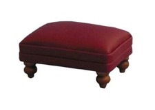 Pouf En Cuir Rouge Pour Maison De Poupées 1:12 Mobilier De Salon