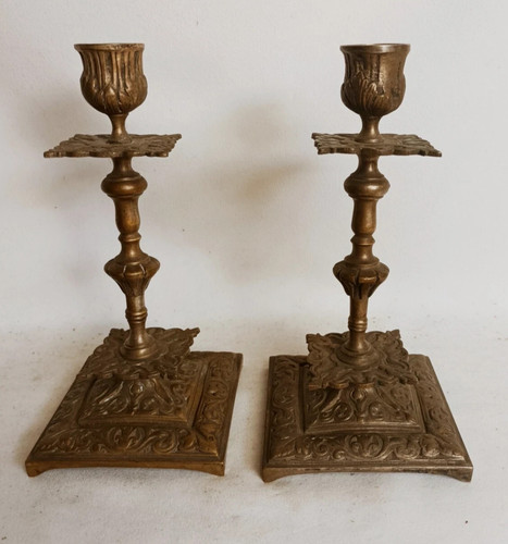Remarquable paire bougeoirs - remarquable,