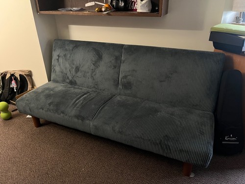 Blue soft fabric futon - soft,