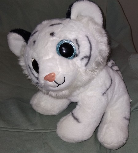 Doudou peluche tigre blanc - peluche,