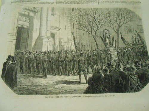 Gravure 1858 toulon fête - 1858,