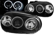 2 FEUX PHARE AVANT ANGEL EYES LED POUR VW GOLF 4 A FOND NOIR AVEC ANTIBROUILLARD