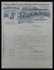 1912 CHARLEVILLE invoice forge bellows PONTOINE DAVID billhead header 7