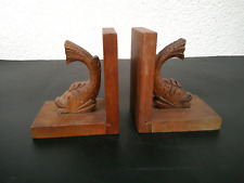 SERRE LIVRES EN BOIS ART DECO EN FORME DE POISSONS
