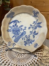 Assiette en faïence Paon bleu " Boch Frères Kéramis "  BFK manufacture belge