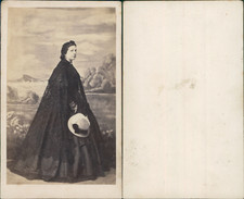 Lady in coat vintage albumen cdv print. Albumen print 6x10.5cm Ci