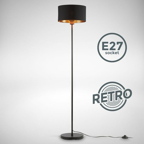 Lampadaire tissu noir-doré