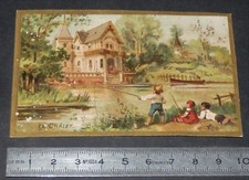 CHROME 1890-1900 UNBRANDED CHILDREN'S GAMES LE CHALET FISHING A LA LIGNE