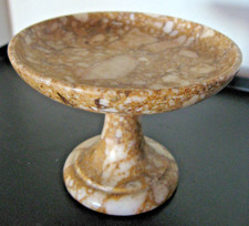 Ancien petit baguier sur piédouche XIX marbre jaune de Botticino Italie monobloc