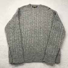 VINTAGE Brooks Brothers Sweater Mens Large Shetland Wool Cable Knit Crewneck 80s