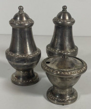 Set sel, poivre, moutarde métal argenté Angleterre