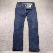 Levis 501 Jeans Mens 32x34 Blue Straight Button Fly American Dark Wash Denim