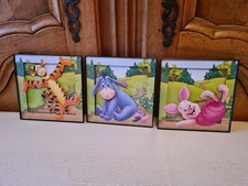 3 Cadres Disney Porcinet Bourriquet Tigrou Winnie L'ourson Enfant Déco Neuf 