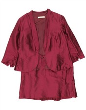 LINEA RAFFAELLI Womens 2 Piece Skirt Set UK 24 4XL W40  Burgundy Acetate CL09