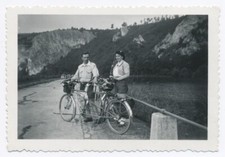 Vintage Original Photo Snapshot Couple Waulsort Tandem Bike - SA727