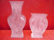 2 Belles Vases Vieux En Verre Épais Signées (Rizmarke) Ingrid Glas