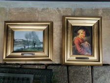 Lot of 2 paintings reproductions of Drouais and Corot