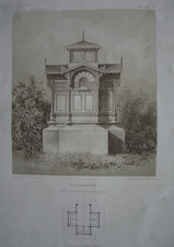 Lithographie d'une maisonnette pour 12 ruches c1865 Abeilles Apiculteur Bienen
