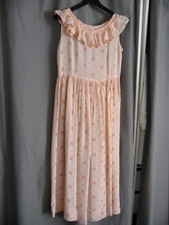 Ancienne Robe Vintage tissu fluide a fleurs rose saumon