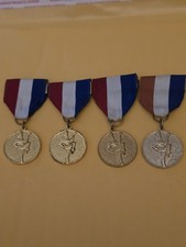 Lot of 4 Baton Twirling State Competition Medals Awards Red White Blue Ribbon...