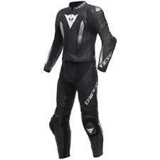 Combinaison en cuir Dainese Laguna Seca 5 2 pièces noir/noir/blanc moto homme