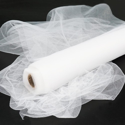 White inch tulle fabric - white,