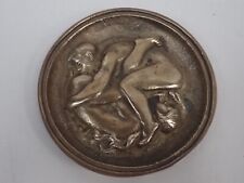 Plaque / vide poche érotique rond couple enlacés en bronze  - année 69...