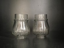 Pair globes tulips kerosene lamp crystal chandelier? Baccarat ? Saint Louis?