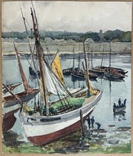 Antique Watercolor Painting on