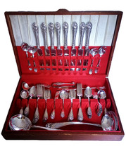❤️ FLEUR FLOWER DE LUCE COMMUNITY c. 1904 FLATWARE DINNER SET 63pc ART NOUVEAU