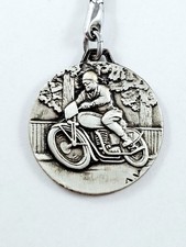 Vintage 1970s KEYCHAIN - Engraving, CAFE RACER Motorcyclist Motorcycle - Signed AV -