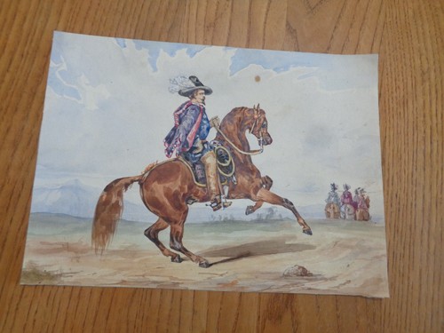 Aquarelle cavalier gascon - aquarelle,