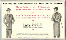 1920 Société Confections du Nord Mode Homme Art Deco Advertising Antique Ad Man.