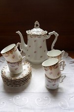 Limoges UC Fine Porcelain Coffee Cups and Pourer Service Seed Style