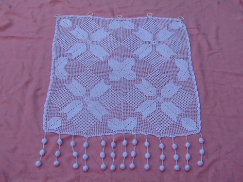 Rideau ancien crochet fait - rideau,