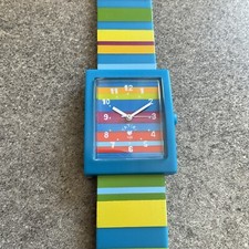 Tatiri Rainbow Dial 28mm Blue Case Rainbow Stripe Silicone Band Watch A3