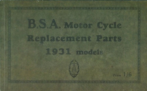 Bsa 1931 manuel pièces - 1931, moto