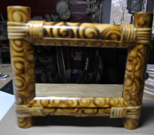 Ancien miroir bambou rotin - bambou,