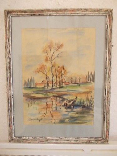 Aquarelle lac etang j - d'un, j.l