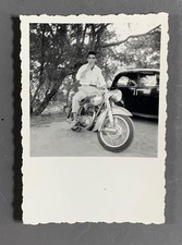 Antique 1957 Motorcycle Man PHOTO