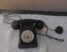 Ancien Téléphone  Cadran Noir  Bakélite P.T.T Appareil Mobile BCI Années 60