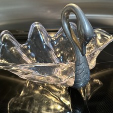 Vintage Mid century Arthur Court Swan Shell Aluminum Acrylic Serving Dish Candy