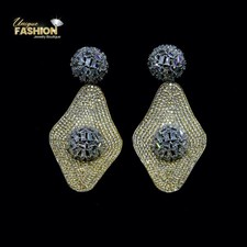 18k White Gold Plated Simulated Diamond Drop Earring Wedding Bridal Jewelry Gift