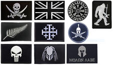 Official VELCRO® Black and White/Grey Embroidered Patches Badges Airsoft UK