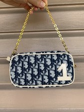 NEW Christian Dior Navy Blue Trotter Pouch Pochette On Chain *customized*