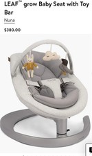 Nuna Leaf Grow Swing Baby Rocker Non-Motorized With Toy Bar & Inserts