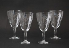 Antique Vintage 30s hand blown etched glasses Japan 